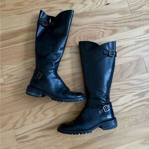 Vintage Giraudon Black Leather Riding Boots – Made in Portugal, Size 38 (US 7.5)